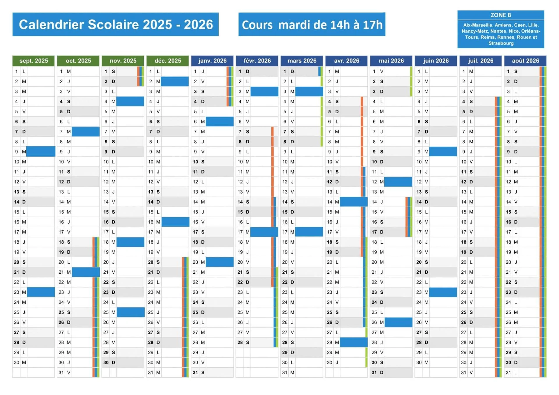 Calendrier scolaire peinture2025 2026